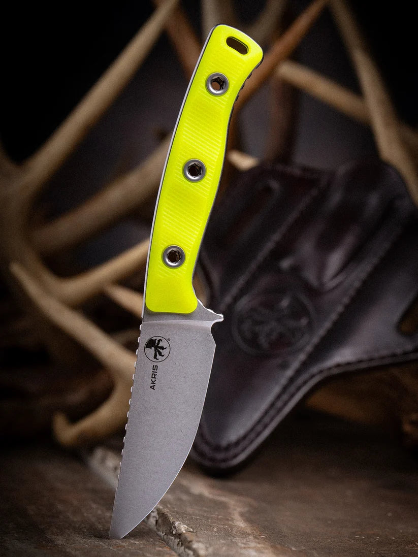 Microtech Akris – Stonewash Standard G-10 High Visibility