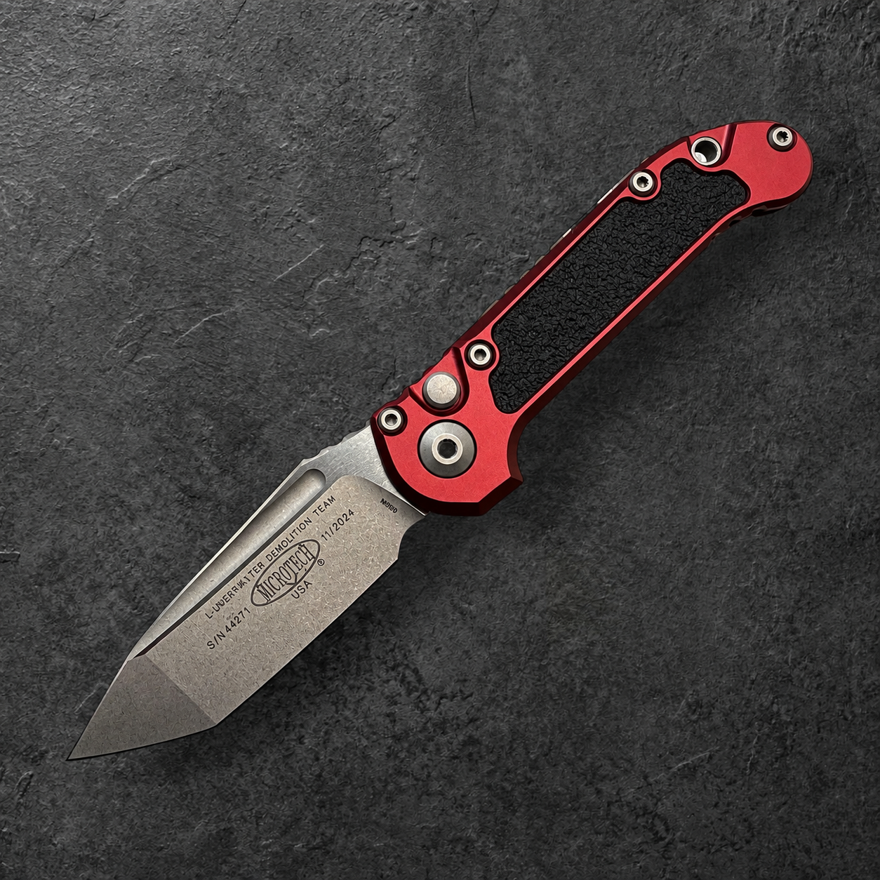MICROTECH - LUDT T/E Gen III in Merlot W/ Apocalyptic Blade Finish. Model # 1136-10 APMR