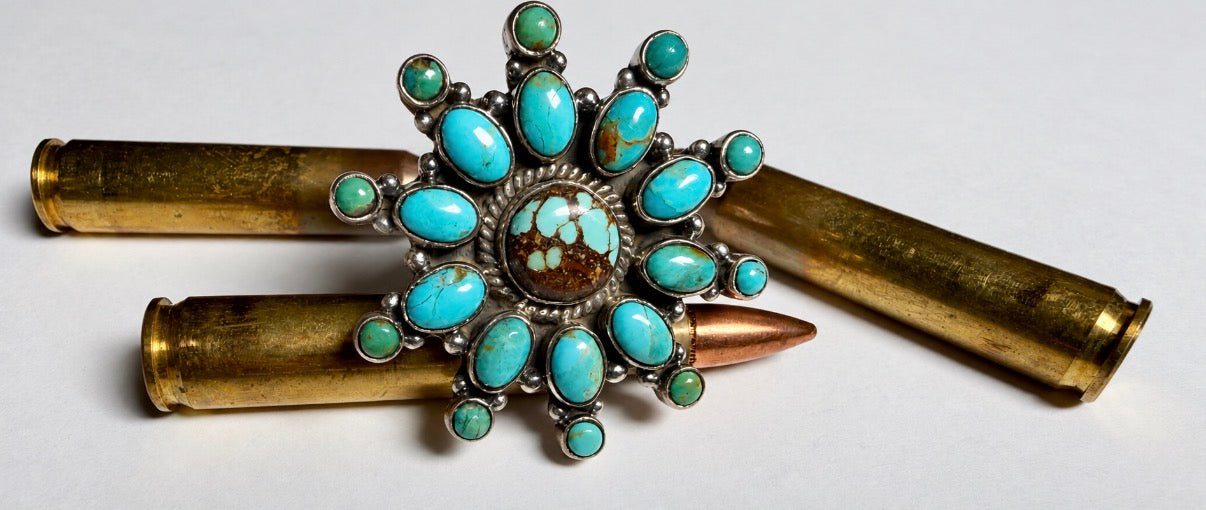Sterling Silver Number 8 & Kingman Turquoise Adjustable Ring