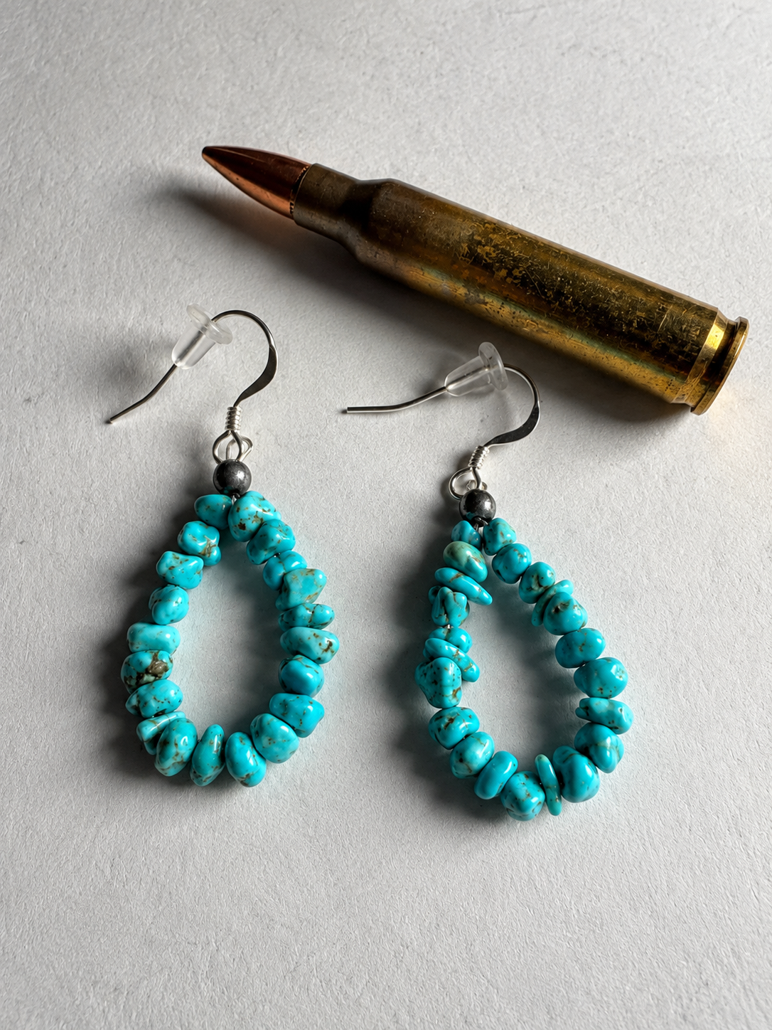 Turquoise Beaded Dangle Hoop Earrings