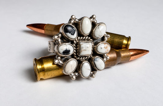 Sterling Silver & White Buffalo Adjustable Ring
