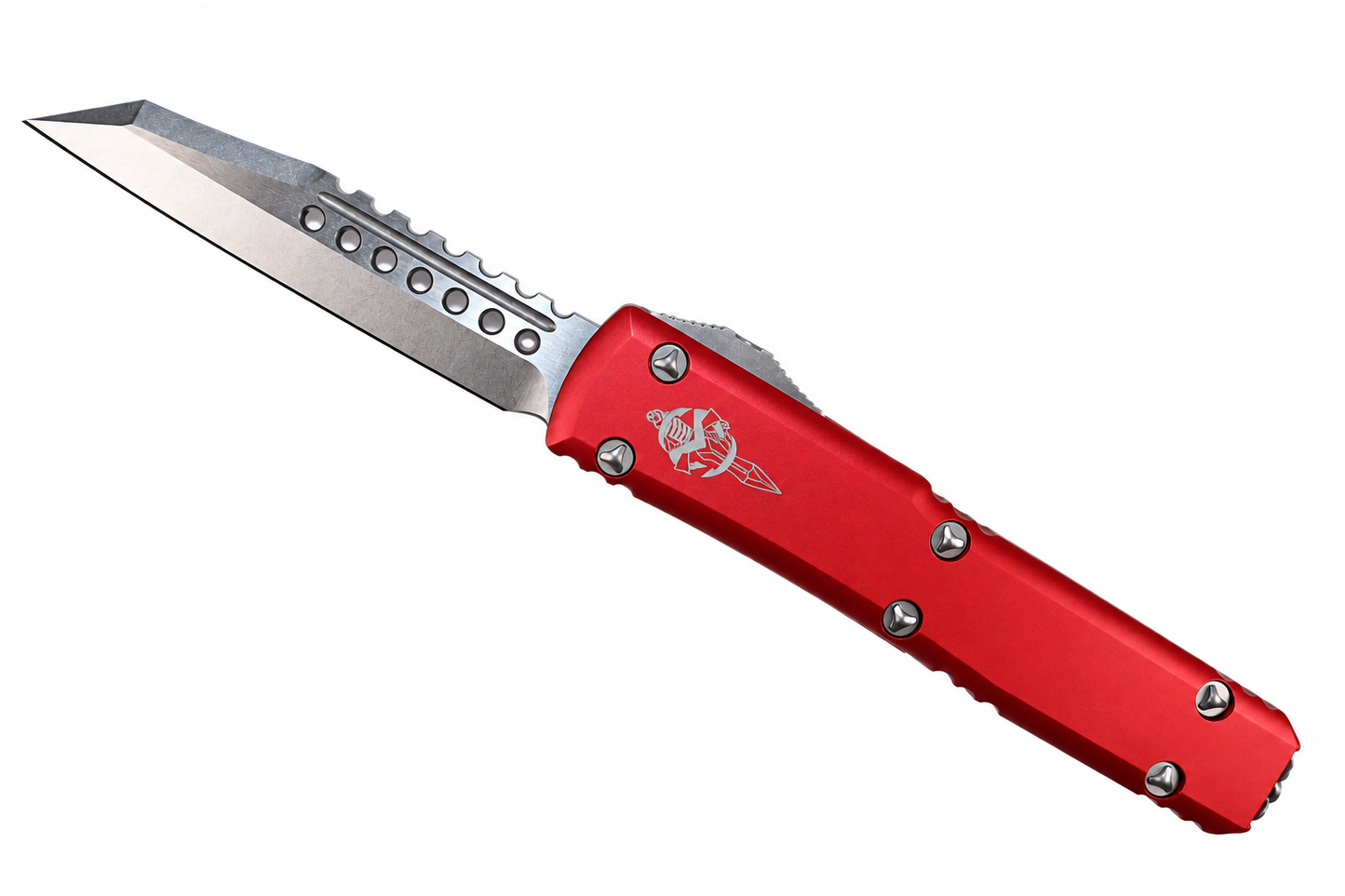 MICROTECH - Ultratech Warhound Signature Series in Red with Stonewashed Finished Blade. Model # 119W-10RDS