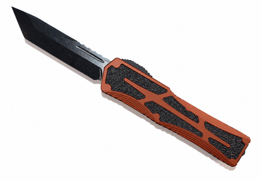 HERETIC - Colossus W/ Root Beer Handle & DLC Tanto Edge Blade Finish. Model # H040-6A-RB