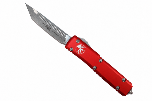 MICROTECH - Ultratech Tanto Edge in Red with Apocalyptic Finish Blade. Model # 123-10APRD