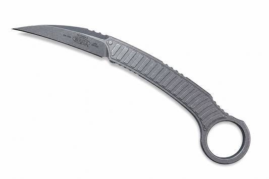 MICROTECH - Feather Karambit with Stonewashed Blade Finish. Model # 215-10APS