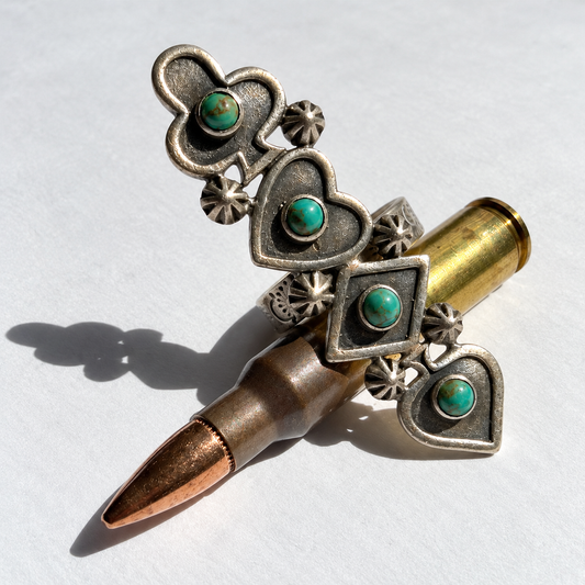 Sterling Silver Kingman Turquoise Cluster Adjustable Ring