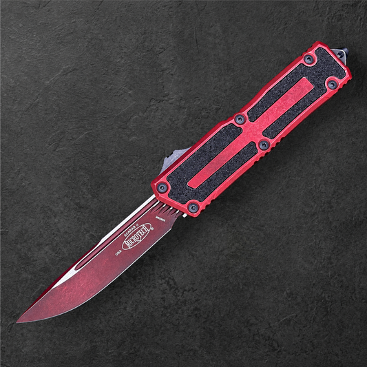 MICROTECH - Scarab II Gen III in Weathered Crimson Red W/ Standard Edge Blade. Model: 1278-1 WCN