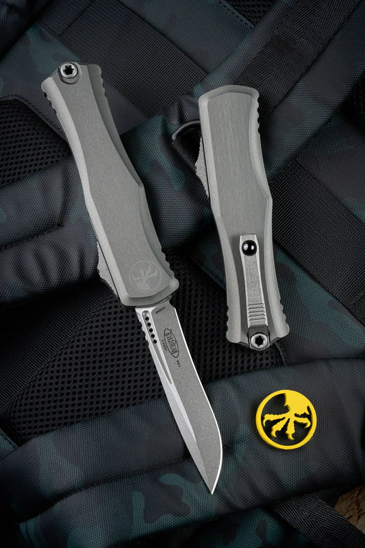 MICROTECH - Hera II in Natural Clear W/ Apocalyptic Recurve Blade. Model # 1705-10APNC