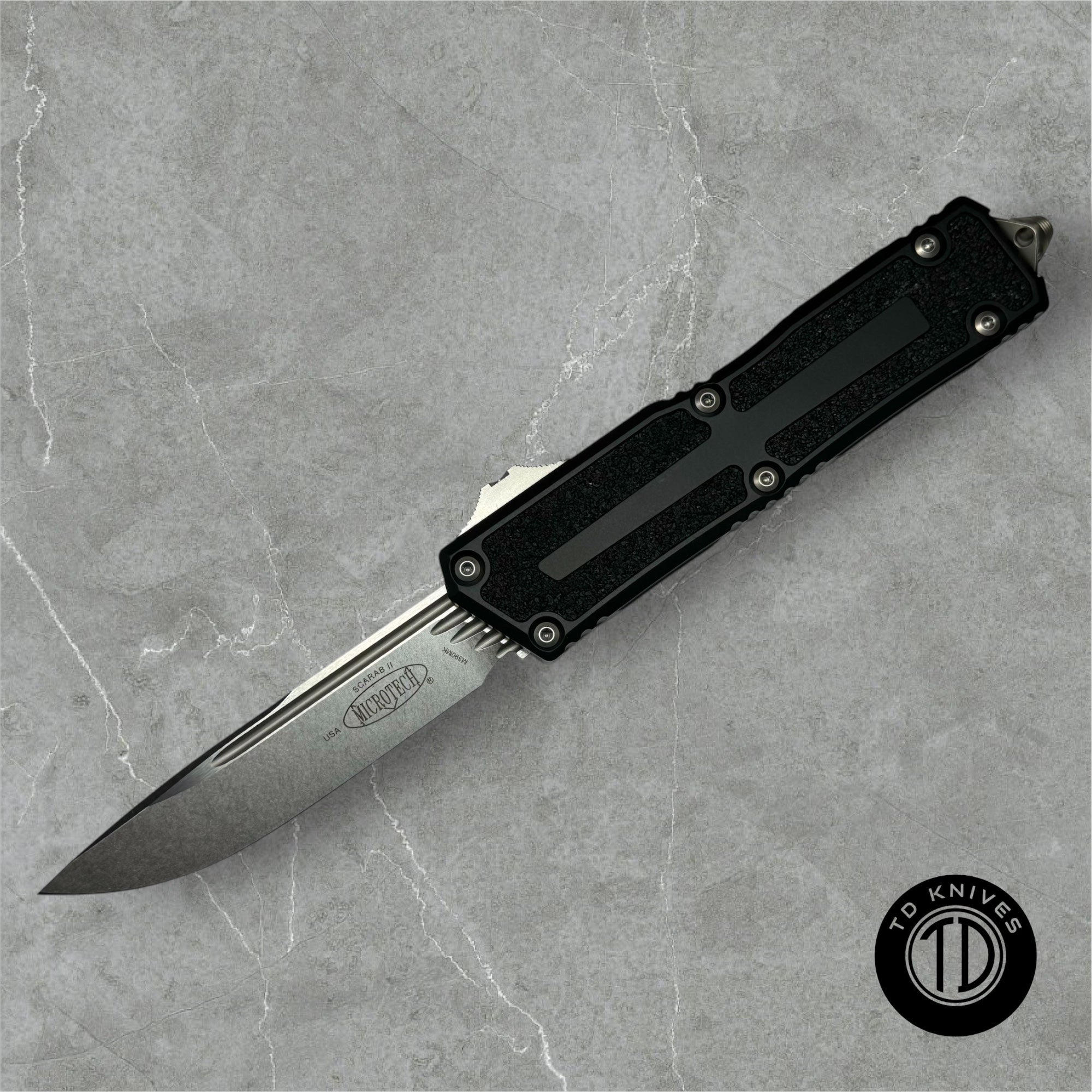 MICROTECH - Scarab II S/E Gen III in Black W/ Stonewash Standard Edge ...