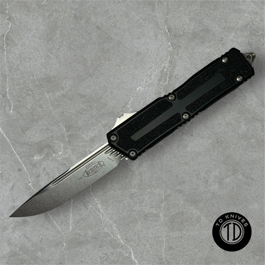 MICROTECH - Scarab II S/E Gen III in Black W/ Stonewash Standard Edge Blade. Model: 1278-10