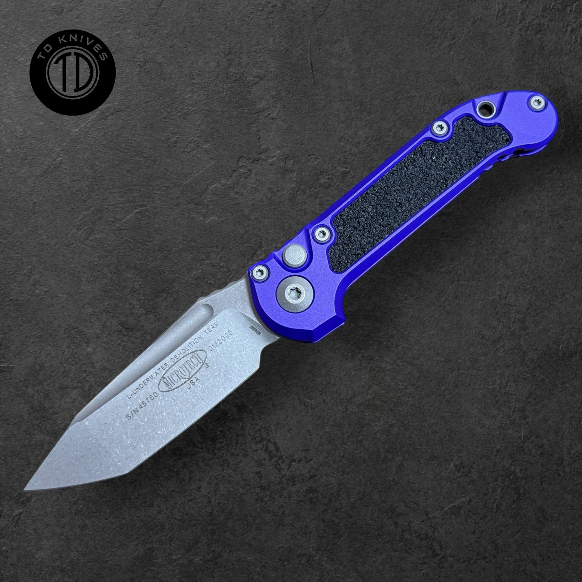 Microtech Dealer MICROTECH - LUDT T/E Gen III in Purple W/ Apocalyptic Blade Finish. Mo ...