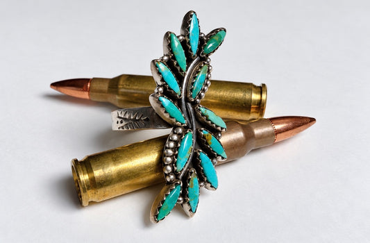 Sterling Silver Kingman Turquoise Fan Adjustable Ring