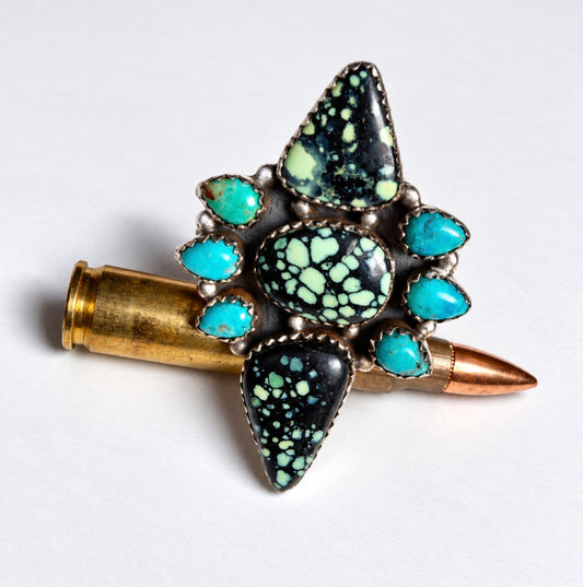 Sterling Silver New Lander Turquoise Adjustable Ring