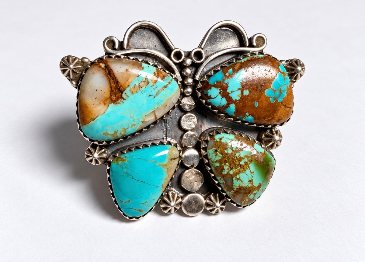 Sterling Silver Royston Ribbon Turquoise Butterfly Adjustable Ring