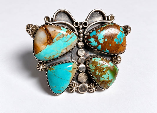 Sterling Silver Royston Ribbon Turquoise Butterfly Adjustable Ring