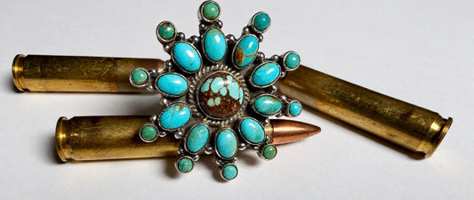 Sterling Silver Number 8 & Kingman Turquoise Adjustable Ring