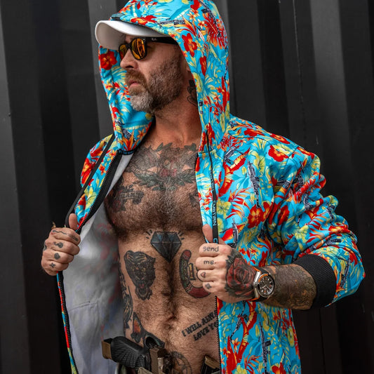 Combat Iron – Men's Zip Up Fleece Lined Hoodie 2.0 – Tropical Machine Gun