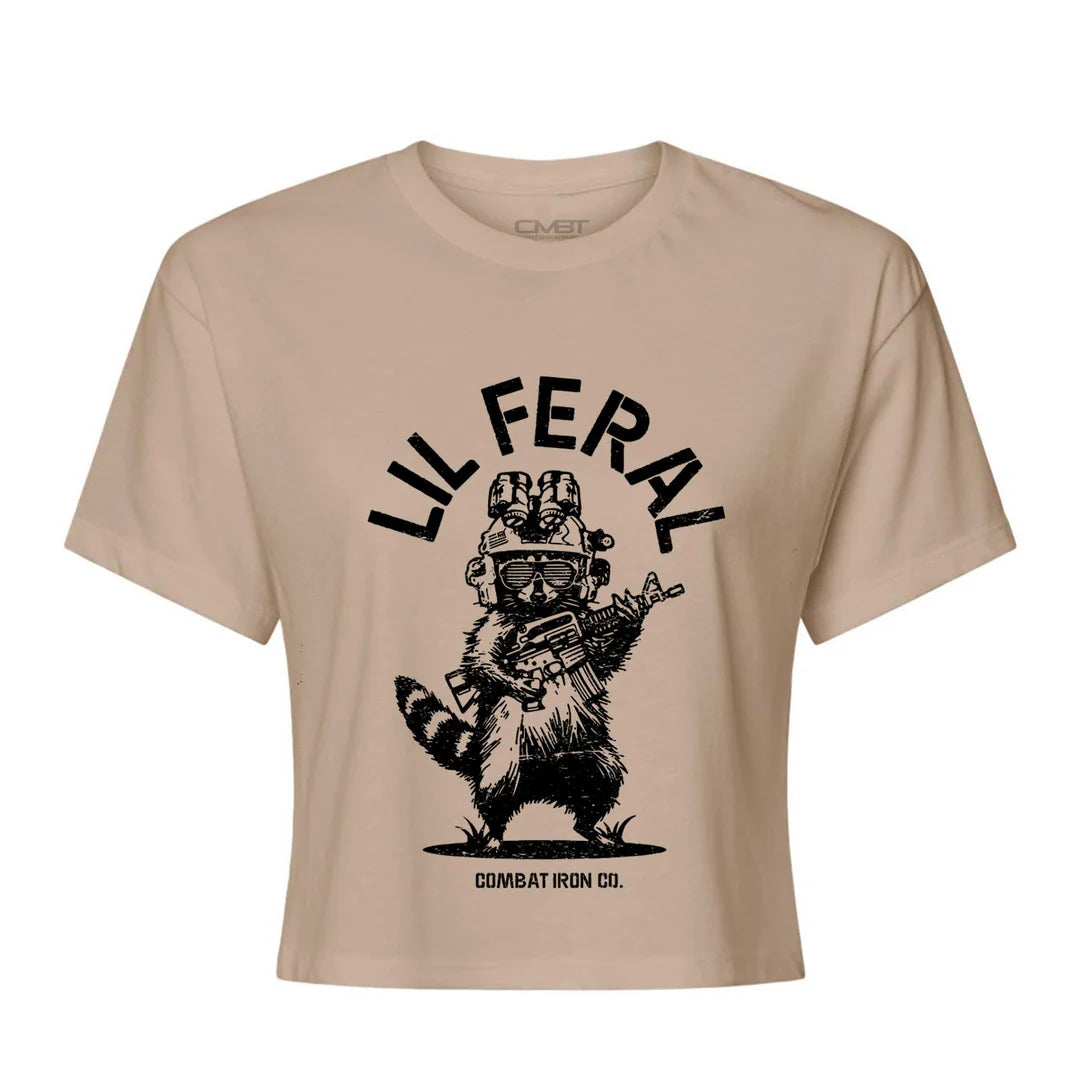 Combat Iron – Lil Feral Raccoon Women's Crop T-Shirt
