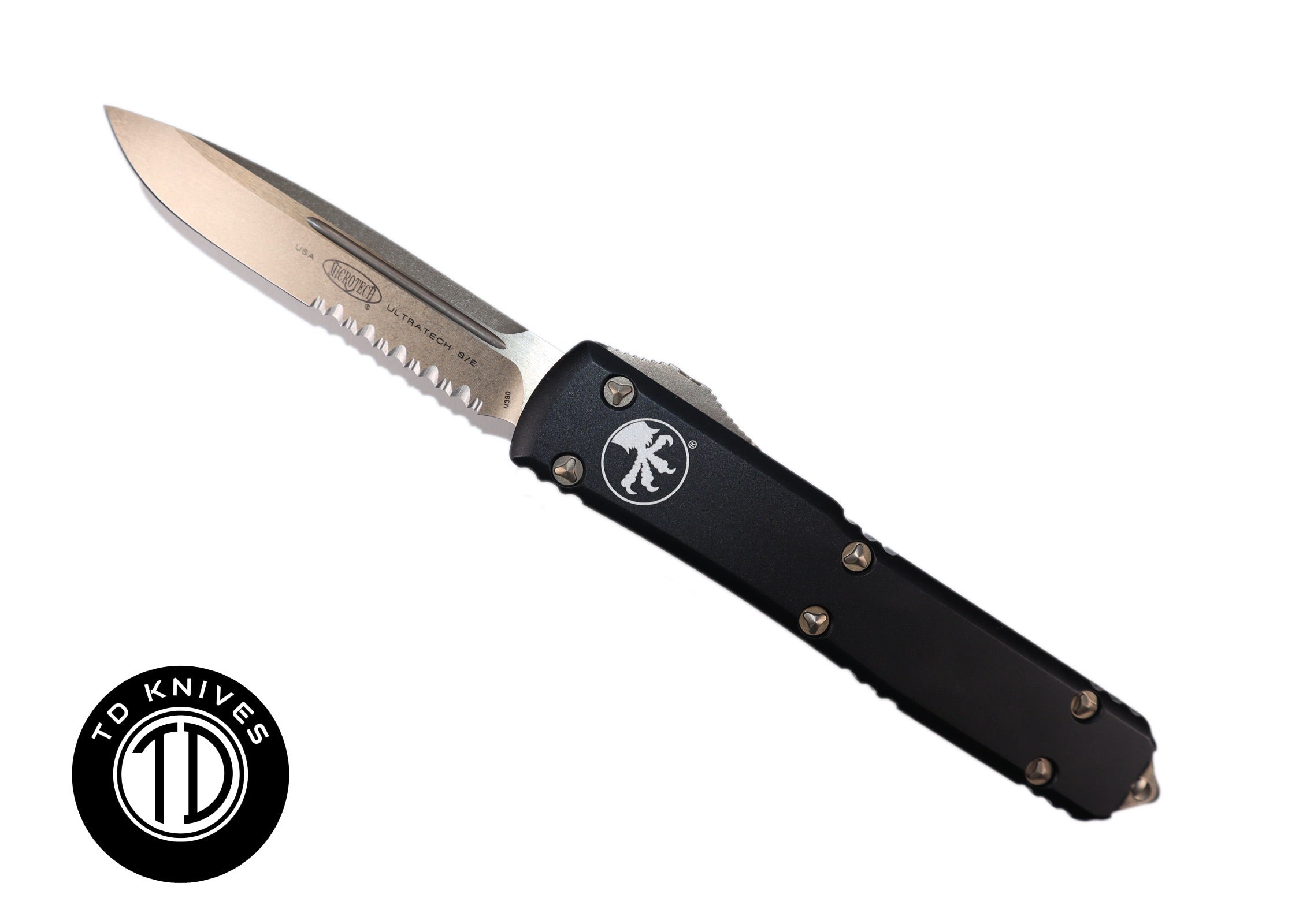 Microtech Dealer MICROTECH - Ultratech Partial Serrated Standard Edge in Black with Bro ...